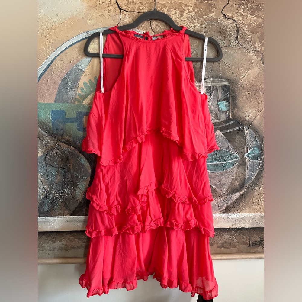 Evernew Pink Tiered Mini Dress